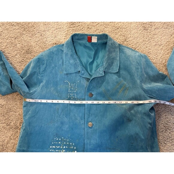 Look East Suede Teal Blue Jacket Geisha Asian  Size 1X - Picture 4 of 11